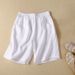 Suitable For All Seasons Cotton For Women, Mom Summer Thin Style, Ladies' Linen Pants, Plus Size, Slimming, Tummy Covering, Wide Leg, Five-Point_ecoleips.com