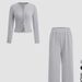Stylish Knit Button-Up Long Sleeve Top & Wide Leg Pants Set - Comfortable Casual Outfit For Women (XS-XXL, Multiple Colors)_ecoleips.com