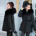 Women's Fleece-Lined Parka Jacket Winter Short Coat With Fur Hood, Thick Warm Outerwear For Cold Weather"_ecoleips.com