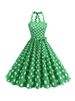 Women's Vintage High-Waist Polka Dot Party Dress Summer 50s Style Robe Beachwear Large Size Female Clothing With Belt_ecoleips.com