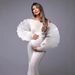 Elegant Maternity Photo Dress With Flattering Ruched Design - Soft Stretch Fabric, Square Neckline, Long Sleeves, Available In Multiple Colors_ecoleips.com
