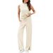 Women's Casual Sportswear Set Summer Style Sleeveless Vest Wide Leg Pants Two Piece Gym Workout Fitness Clothing_ecoleips.com