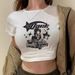 Qi Duo European And American Hot-Selling Women's Fashion Hot Girl Slim-Fit Crop Top Round Neck Short Sleeve Y2K Printed_ecoleips.com
