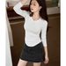 2025 #Selection Of Pure Cotton # Round Neck T-Shirt Women's Long Sleeved 2025 Autumn New Item Irregular Curved Slim Fit And_ecoleips.com