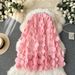 Women's Clothing Three Dimensional Flower Skirt Mid Length Fairy Skirt High Waist Versatile Age Reducing Temperament Mesh Skirt_ecoleips.com