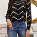Women's round Neck Long Sleeve Shirt Casual Ruffled Gold Foil Print Top for Spring And Autumn Independent Website European And American Style_ecoleips.com
