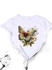 European And American Cross-border Foreign Trade Women's Floral Plant Print Round-neck Short-sleeve T-shirt Top_ecoleips.com
