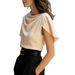 Women's Satin Short Sleeve Shirt - Breathable & Stylish Blouse For Summer & Office Wear_ecoleips.com