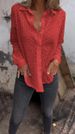 Ladies' Shirts Spring And Summer Hollow Printing Loose Button Grid Fashion Tops Women's Shirts_ecoleips.com