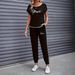 Color Block Trim Casual Suit For Women American Style Simple Loose Fit Short Sleeved Set Spring Summer Autumn New_ecoleips.com