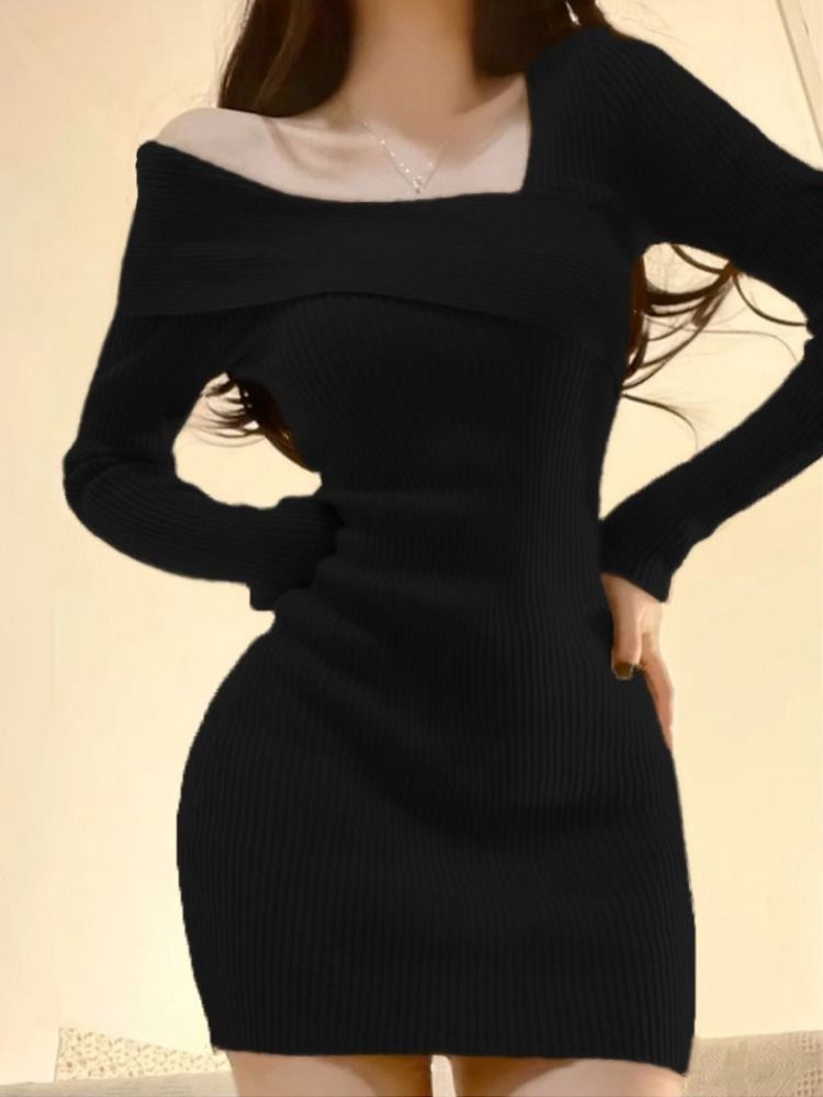 Summer Women Long Sleeve Dress Slim Knitting Female Clothes Streetwear Vacation Casual Soft Sweet Sexy Korea Fashion Dress_ecoleips.com