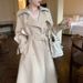 girl Girl Girl 2025 Spring And Autumn British Style Parka Khaki Trench Coat For Women New Waist-Cinching Long Thickened Casual Jacket_ecoleips.com