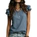 Women's Casual Round Neck Double Layer Ruffled Short Sleeve Blouse – Elegant Solid Color Summer Top 2026_ecoleips.com