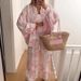 European And American Autumn New Pure Cotton Printed Long Sleeve Cardigan Loose Pajama Set Cross-Border Homewear_ecoleips.com