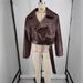 "Designer Cropped PU Leather Jacket For Women - Retro Notch Lapel With Adjustable Belt, Wrinkle-Resistant Faux Leather Coat, Street Style Essential_ecoleips.com