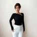 Voya Women's Slanted Neck Pleated Design With Unique Temperament, Long Sleeved Western-style Slim Fit And Slimming Effect, Spring And Autumn Base Top_ecoleips.com