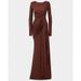Sexy Fashion Women's round Neck Dress Slim Fit Solid Color European American Style Cross Pleated Waist Temperament Dress_ecoleips.com
