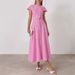 European And American 2025 Summer Women's Clothing Solid Color Button Short Sleeved Top Button Long Skirt Two Piece Suit_ecoleips.com