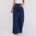 European And American High-waisted Dark Blue Wide-leg Floor-length Jeans Korean Style Loose Slimming Flared Pants For_ecoleips.com