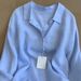 French Style Linen-Blend Blue Shirt For Women - Vintage Loose Fit Long Sleeve Casual Top With Sun Protection_ecoleips.com