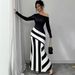 AC719 Creative Spring European And American Style Street Fashion Women's Bodycon Asymmetrical Neck Lantern Dress_ecoleips.com