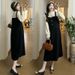 Real Shot In Stock New Large Size Spring And Autumn Two-Piece Color-Block Slimming Gentle Style Dress_ecoleips.com
