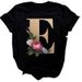 Summer Floral Print Round Neck Simple Retro Cartoon Plus Size Women's T-Shirt_ecoleips.com