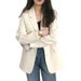 Casual Women's Blazer Jacket Loose Fit Korean Style Autumn Spring Trench Coat British Retro Fashion_ecoleips.com