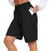 Aria Basics Aria Basics FAYLR Women's Bermuda Knee-Length Elastic Waist Drawstring Workout Basketball Sports Shorts_ecoleips.com