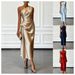 High-End Satin Evening Gown for Women Sleeveless Pleated Waist Cinching European And American Style Cross Border Trade New 2026_ecoleips.com