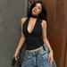 Women's Clothing 2025 Winter New Fashion Sexy Deep V Backless Slim Fit Solid Color Tie-Up Tank Top Wholesale_ecoleips.com