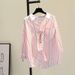 Women's Striped Long Sleeved Shirt Spring/Summer Loose Slimming Korean Style_ecoleips.com