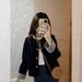2026 Autumn New High-End Elegant Vintage Plaid Patchwork Jacket Navy Corduroy Coat For Women Spring_ecoleips.com