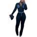 Women’s Clothing Women's Fashion Slim Denim Splicing Multi Breasted Sexy High Waist Suit_ecoleips.com