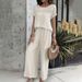 Women's Clothing Spring And Summer Casual Fashion Solid Color Short Sleeved Trousers Suit_ecoleips.com
