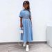 Women's Clothing New Mid Length Shirt Denim Dress A Line_ecoleips.com