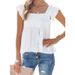 Women's Square Neck Sleeveless Vest Casual Loose Fit Versatile Top For Spring Summer Regular Polyester Tank_ecoleips.com