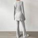 Voya Women's Simple Lazy Style Fashion Set Autumn/Winter Home Solid Color Comfort Two Piece Set_ecoleips.com