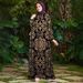Modest Abaya Dress Women's Fashion Print Dress Autumn Design Polyester Muslim Dress_ecoleips.com