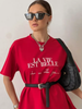 Summer American Ins Mid-length Temperament Printed T-shirt Street Personality Women's Letters Versatile Cotton Short-sleeved Top_ecoleips.com