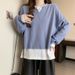 Foreign Trade European American Style Color-blocking Two-piece Sweatshirt, Long-sleeved, Loose-fitting, Thin,_ecoleips.com