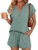 K New Women's V-neck Short Sleeved Shorts Fashion Casual Two-piece Set_ecoleips.com