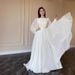 New Arrival Lantern Sleeve Pearlescent Yarn White Wedding Dress Round Neck Long Sleeve Formal Evening Party Dress_ecoleips.com