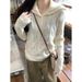 Women's Korean Style High Neck Cable Knit Sweater Solid Color Casual Loose Fit Thick Top for Autumn Winter_ecoleips.com