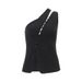 Cross-Border Women's 2025 Summer New Fashion Design Sense Asymmetrical Neck Hook Button Ins Style Hot Girl_ecoleips.com
