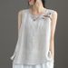 Summer Retro Cotton And Linen Vest For Women With Artistic Embroidery. Outerwear And Innerwear With A Strappy Top. Women_ecoleips.com