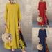 Women's Autumn Retro Floral Round Neck Color Block Button Splicing Three Quarter Sleeve Dress_ecoleips.com