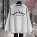 Women's Crew Neck Sweatshirt Fleece Lined Thickened Casual Top Loose Stylish Versatile for Spring Autumn Winter_ecoleips.com
