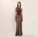Women's Clothing Elegant Fashion Sleeveless Long Dress Solid Color Asymmetrical Neckline Casual Formal Bias Cut Satin_ecoleips.com
