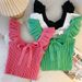 Southeast Asian Style Knitted Camisole For Women, Summer, Ruffled Edges, Sleeveless, Candy-colored, Can Be Worn As An_ecoleips.com